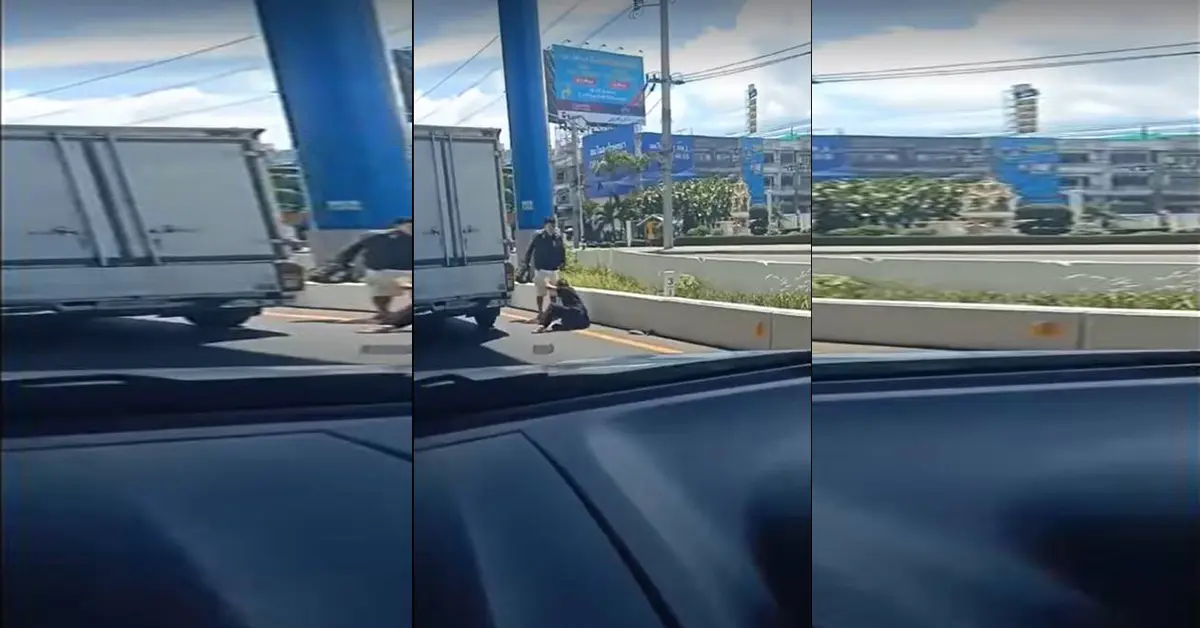 หนุ่มมอเตอร์ไซค์ทำร้ายลุงแท็กซี่