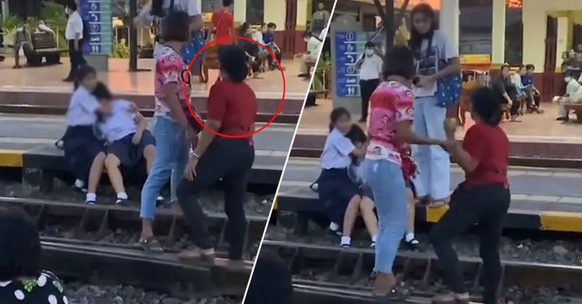 ป้าเสื้อแดง ตบนักเรียน