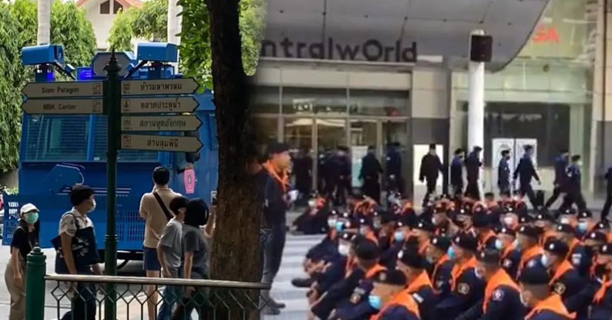 รถน้ำคุมม็อบ แยกราชประสงค์