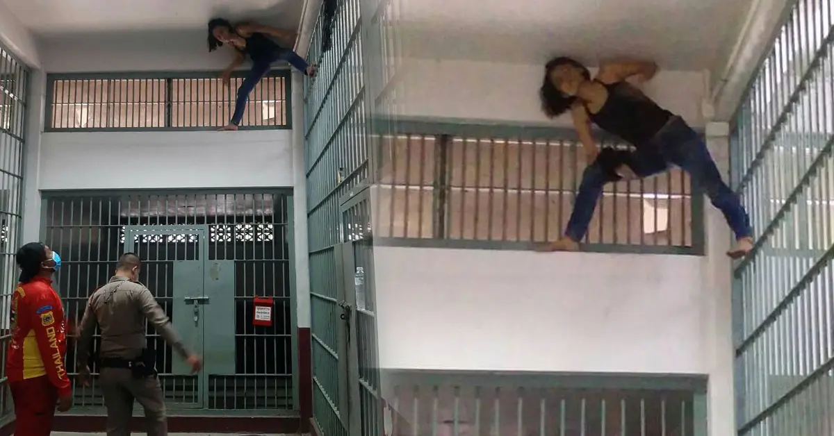 สาวปีนลูกกรง สน.สุทธิสาร