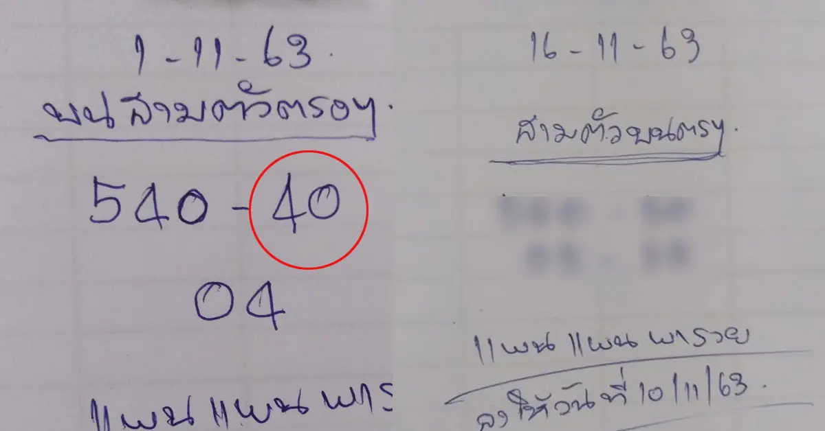 หวย แพนแพน 16 พย