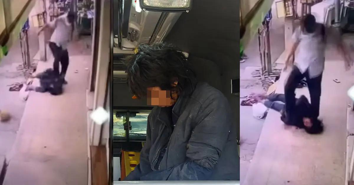 นักเรียน กระทืบขอทาน คนสติไม่ดี