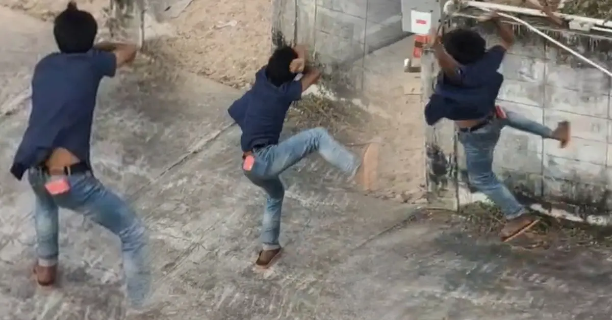 หนุ่มหลอนกระโดดเตะกำแพง