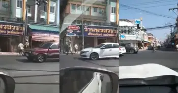 ตำรวจจูงมือป้าขามถนน