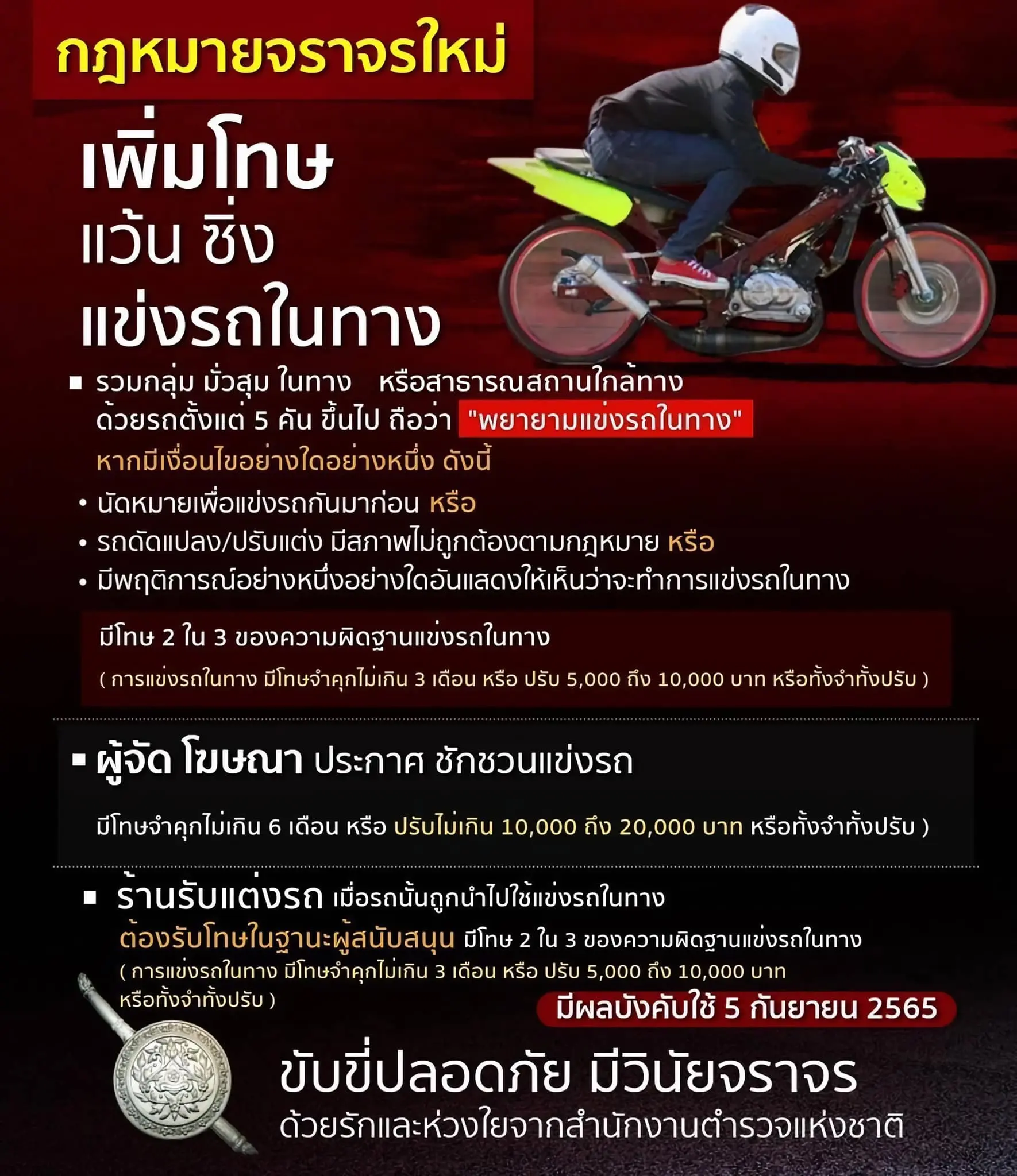 กฏหมายจราจรใหม่