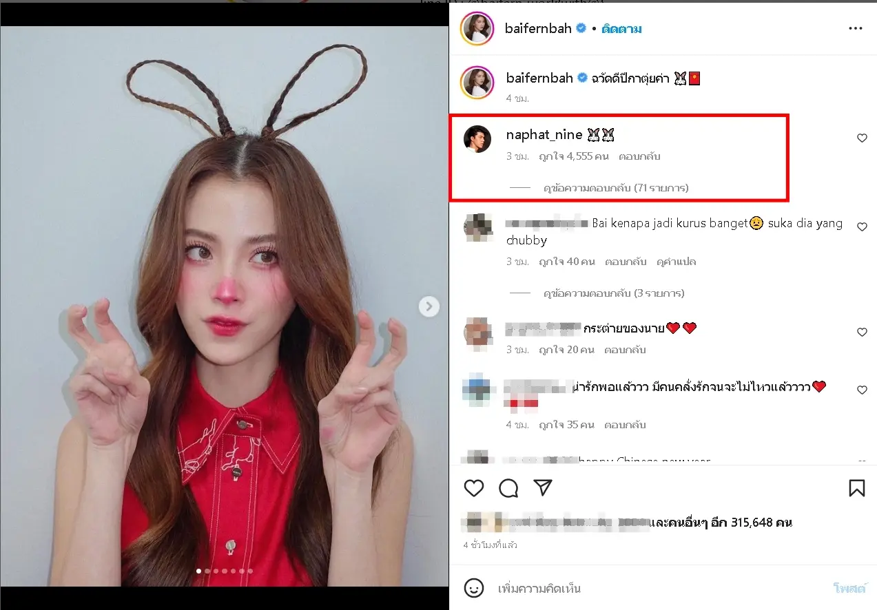ใบเฟิร์น-แปลงโฉมเป็นกระต่ายน้อย-ต้อนรับตรุษจีน-นาย-สาดหัวใจ-ไม่หยุด-3