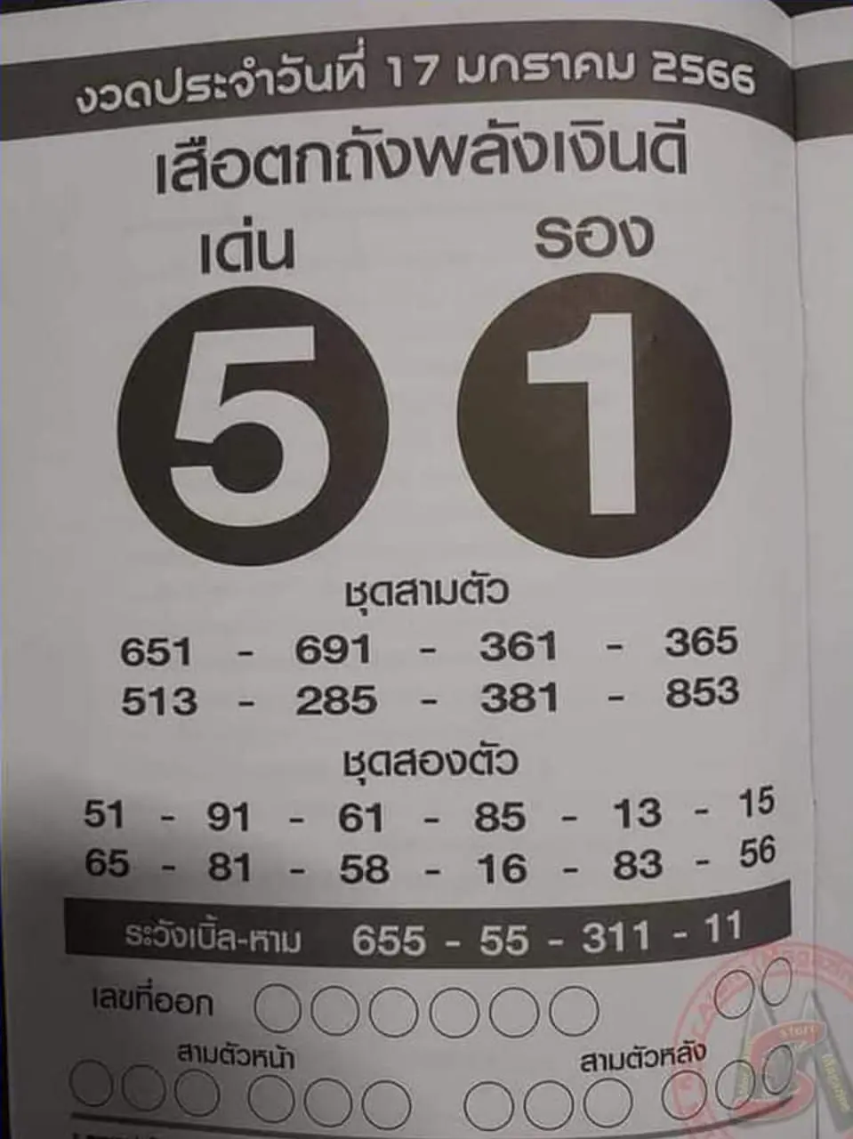 หวยงวดนี้-17.1.66-เสือตกถังพลังเงินดี-หวยรัฐบาลไทย