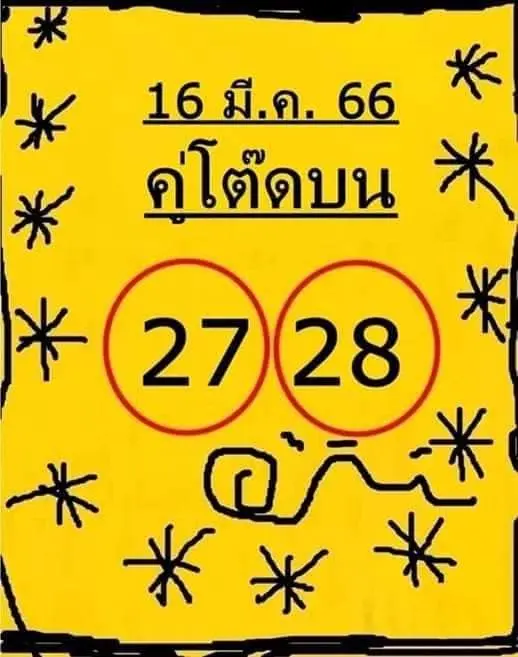 เลขเด็ด-คู่โต๊ดบน-หวยใบเหลือง-16-3-66-หวยรัฐบาลไทย-2