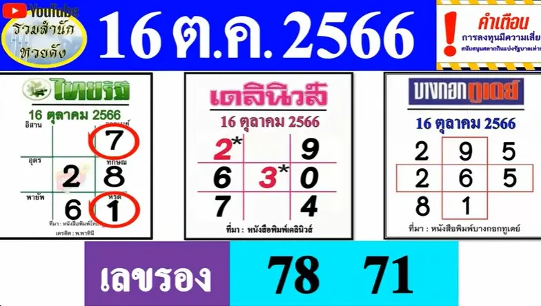 หวยเดลินิวส์-เลขรอง