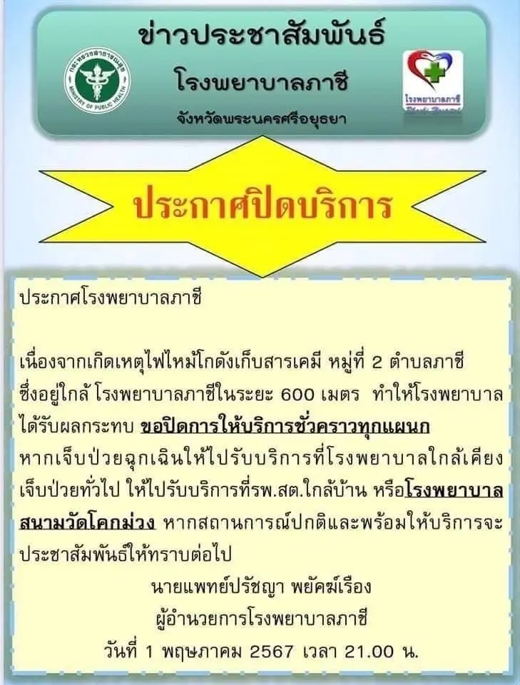 ประกาศโรงพยาบาลภาชี