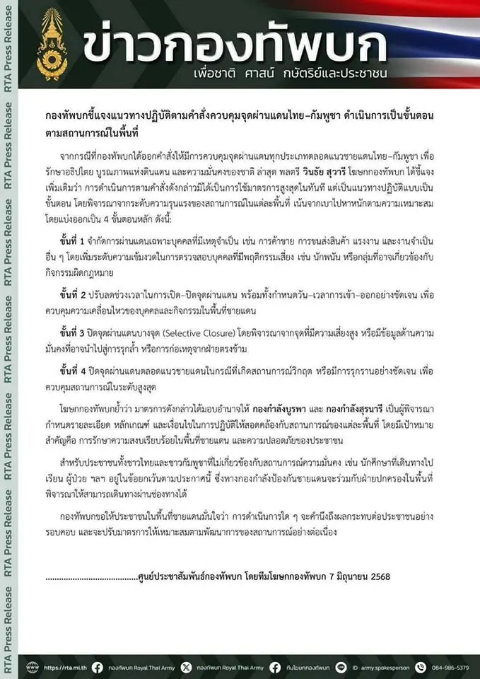 ขั้นตอนผ่านชายแดน