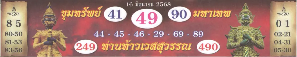 เลขปกปฏิทินท้าวเวสสุวรรณ มิถุนายน แนวทาง 16 6 68 (2)