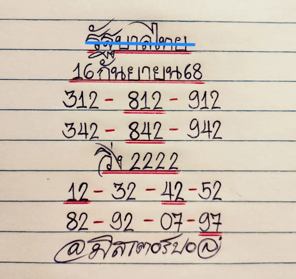 หวยทำมือล่าสุดมิสเตอร์บอล แนวทาง 16 กันยายน 2568