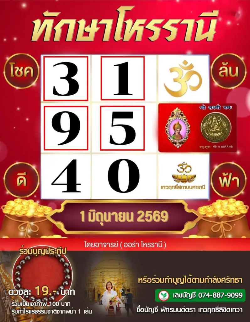 หวยอาจารย์ออร่า 1 6 69 เลขเด็ดล่าสุด สรุปให้ 3 ตัว 2 ตัว หวยวันจันทร์ (1)